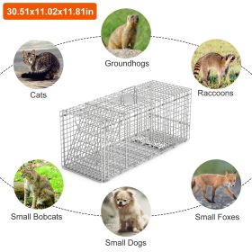 Humane Cat Trap Cage Catch Release Live Animal Rodent Cage Collapsible Galvanized Wire for Raccoons Beavers Groundhogs Foxes Armadillos