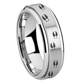 Deer Footprints Turning Titanium Steel Ring Men's And Women's Jewelry (Color: Silver, size: Number13)